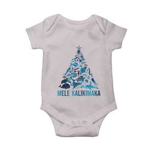 Christmas In Hawaii Baby Onesie Mele Kalikimala Sea Animals Xmas Tree TS11 Ice Gray Print Your Wear