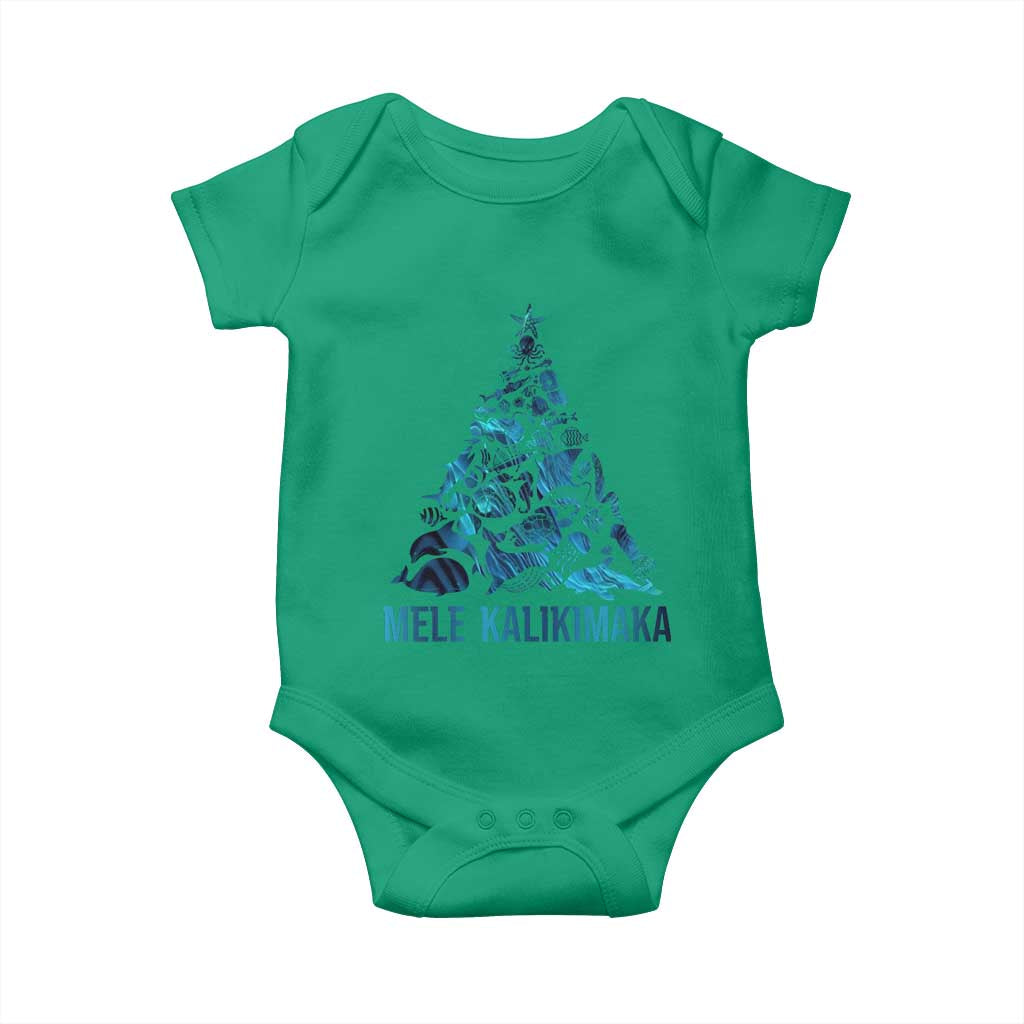 Christmas In Hawaii Baby Onesie Mele Kalikimala Sea Animals Xmas Tree TS11 Irish Green Print Your Wear