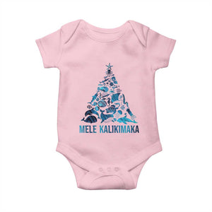 Christmas In Hawaii Baby Onesie Mele Kalikimala Sea Animals Xmas Tree TS11 Light Pink Print Your Wear