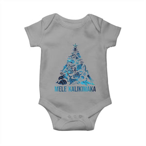 Christmas In Hawaii Baby Onesie Mele Kalikimala Sea Animals Xmas Tree TS11 Sport Gray Print Your Wear