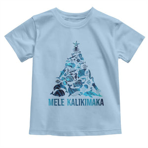 Christmas In Hawaii Baby Shirt Mele Kalikimala Sea Animals Xmas Tree TS11 Light Blue Print Your Wear