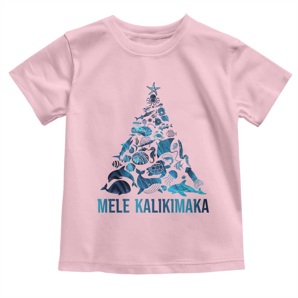Christmas In Hawaii Baby Shirt Mele Kalikimala Sea Animals Xmas Tree TS11 Light Pink Print Your Wear