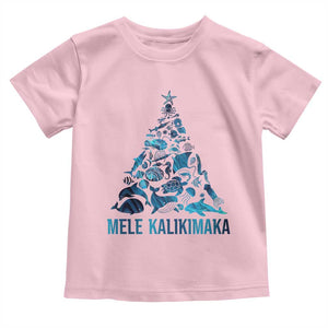 Christmas In Hawaii Baby Shirt Mele Kalikimala Sea Animals Xmas Tree TS11 Light Pink Print Your Wear
