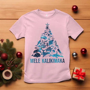 Christmas In Hawaii T Shirt Mele Kalikimala Sea Animals Xmas Tree TS11 Light Pink Print Your Wear