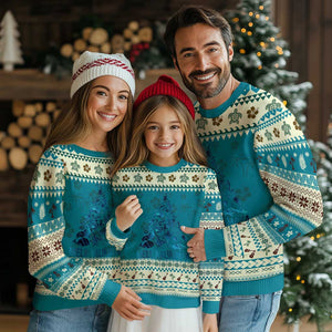 Xmas In Hawaii Ugly Christmas Sweater Mele Kalikimala Sea Animals Xmas Tree TS11 Teal Print Your Wear
