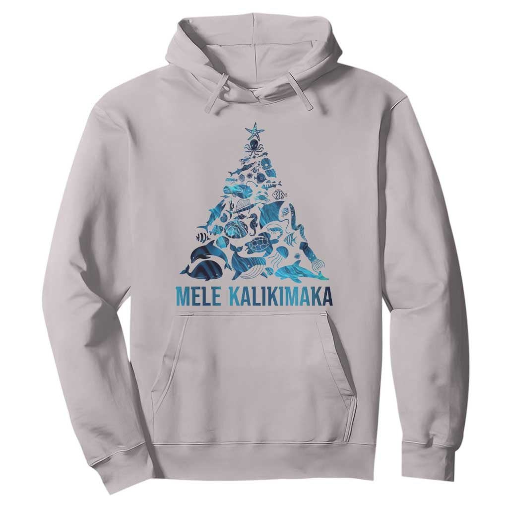 Christmas In Hawaii Hoodie Mele Kalikimala Sea Animals Xmas Tree TS11 Ice Gray Print Your Wear