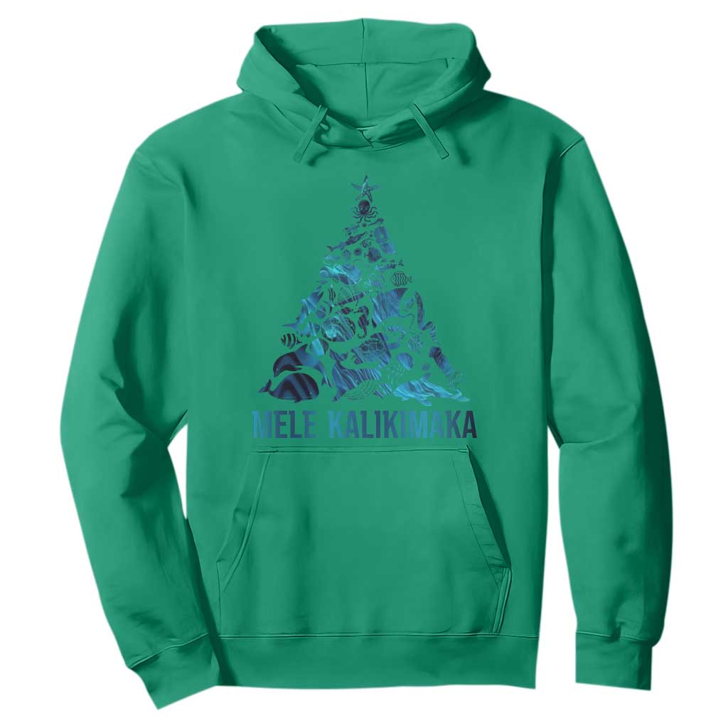 Christmas In Hawaii Hoodie Mele Kalikimala Sea Animals Xmas Tree TS11 Irish Green Print Your Wear