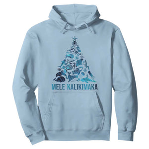 Christmas In Hawaii Hoodie Mele Kalikimala Sea Animals Xmas Tree TS11 Light Blue Print Your Wear
