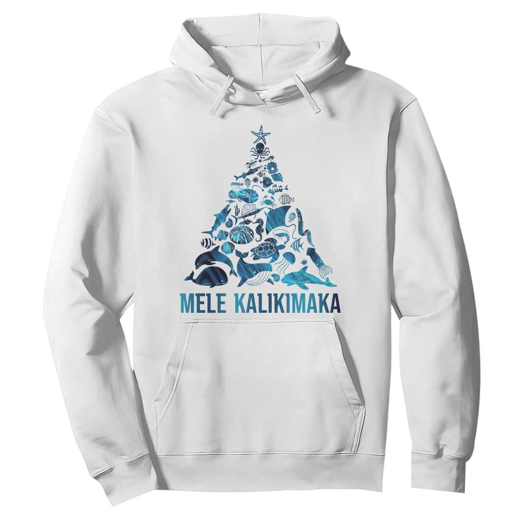 Christmas In Hawaii Hoodie Mele Kalikimala Sea Animals Xmas Tree TS11 White Print Your Wear