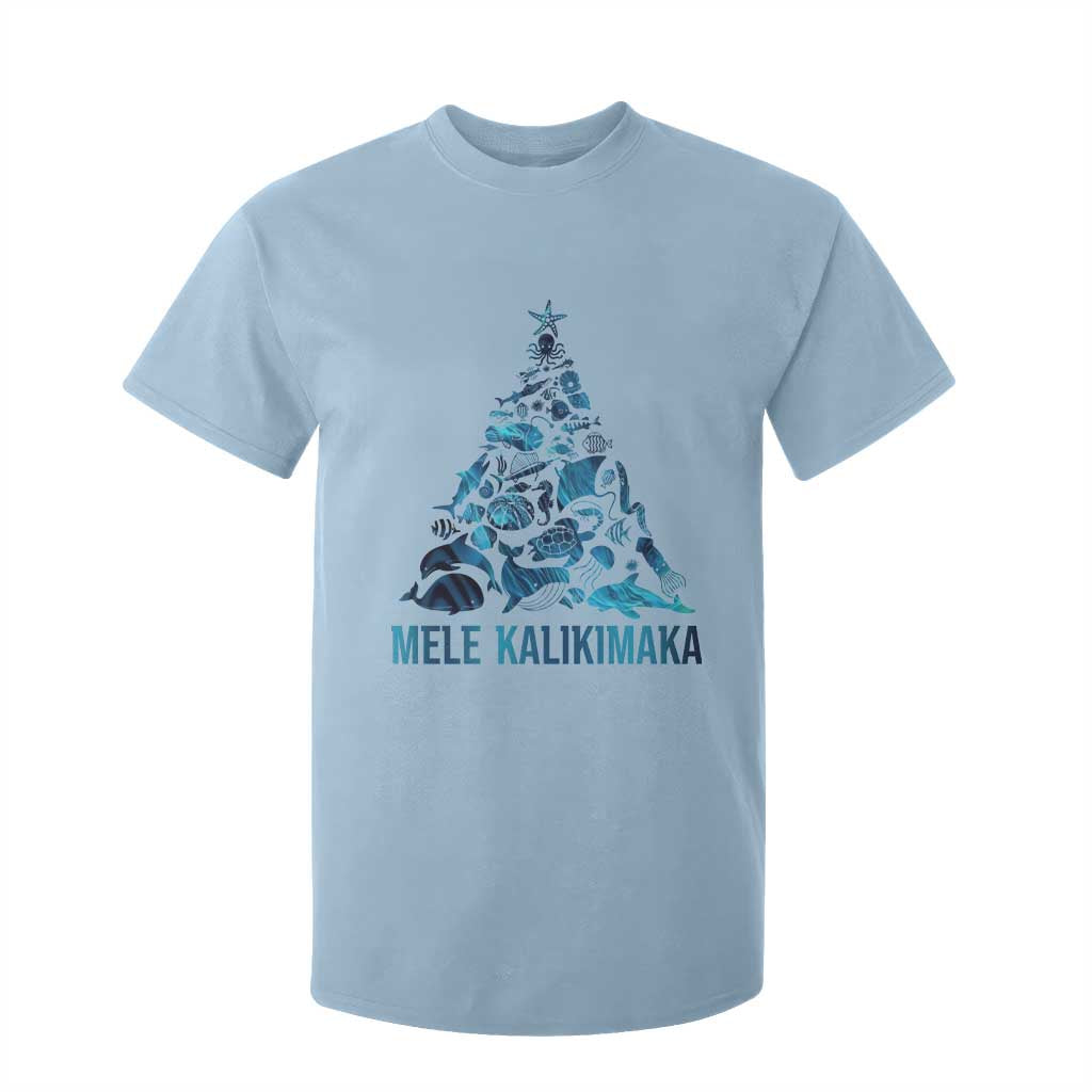 Christmas In Hawaii T Shirt For Kid Mele Kalikimala Sea Animals Xmas Tree TS11 Light Blue Print Your Wear