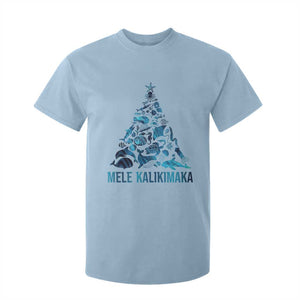 Christmas In Hawaii T Shirt For Kid Mele Kalikimala Sea Animals Xmas Tree TS11 Light Blue Print Your Wear