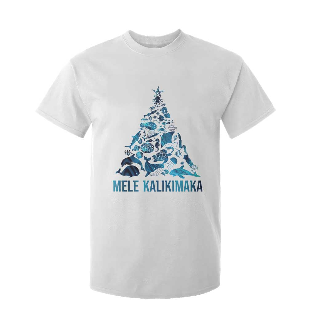 Christmas In Hawaii T Shirt For Kid Mele Kalikimala Sea Animals Xmas Tree TS11 White Print Your Wear