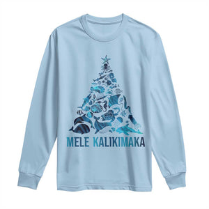 Christmas In Hawaii Long Sleeve Shirt Mele Kalikimala Sea Animals Xmas Tree TS11 Light Blue Print Your Wear