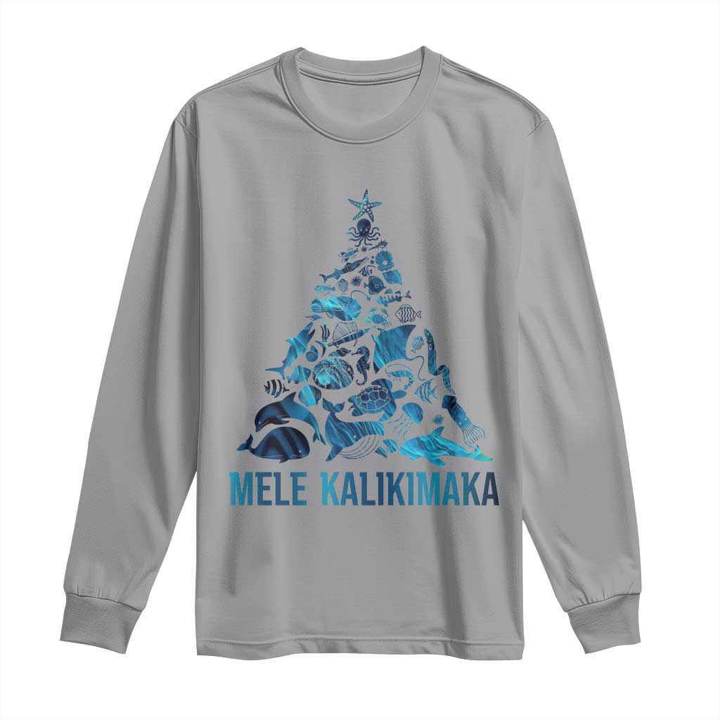 Christmas In Hawaii Long Sleeve Shirt Mele Kalikimala Sea Animals Xmas Tree TS11 Sport Gray Print Your Wear