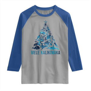 Christmas In Hawaii Raglan Shirt Mele Kalikimala Sea Animals Xmas Tree TS11 Sport Gray Royal Print Your Wear