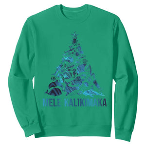 Christmas In Hawaii Sweatshirt Mele Kalikimala Sea Animals Xmas Tree TS11 Irish Green Print Your Wear