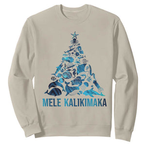 Christmas In Hawaii Sweatshirt Mele Kalikimala Sea Animals Xmas Tree TS11 Sand Print Your Wear
