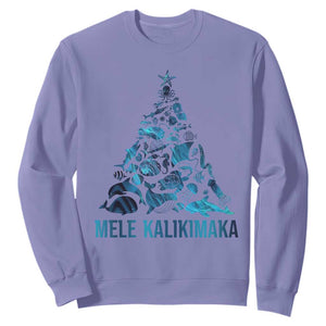 Christmas In Hawaii Sweatshirt Mele Kalikimala Sea Animals Xmas Tree TS11 Violet Print Your Wear