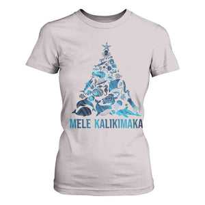 Christmas In Hawaii T Shirt For Women Mele Kalikimala Sea Animals Xmas Tree TS11 Ice Gray Print Your Wear