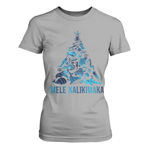 Christmas In Hawaii T Shirt For Women Mele Kalikimala Sea Animals Xmas Tree TS11 Sport Gray Print Your Wear