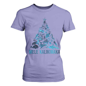 Christmas In Hawaii T Shirt For Women Mele Kalikimala Sea Animals Xmas Tree TS11 Violet Print Your Wear