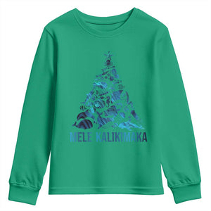 Christmas In Hawaii Youth Sweatshirt Mele Kalikimala Sea Animals Xmas Tree TS11 Irish Green Print Your Wear