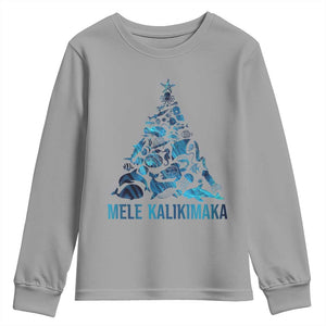 Christmas In Hawaii Youth Sweatshirt Mele Kalikimala Sea Animals Xmas Tree TS11 Sport Gray Print Your Wear