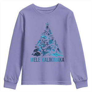 Christmas In Hawaii Youth Sweatshirt Mele Kalikimala Sea Animals Xmas Tree TS11 Violet Print Your Wear