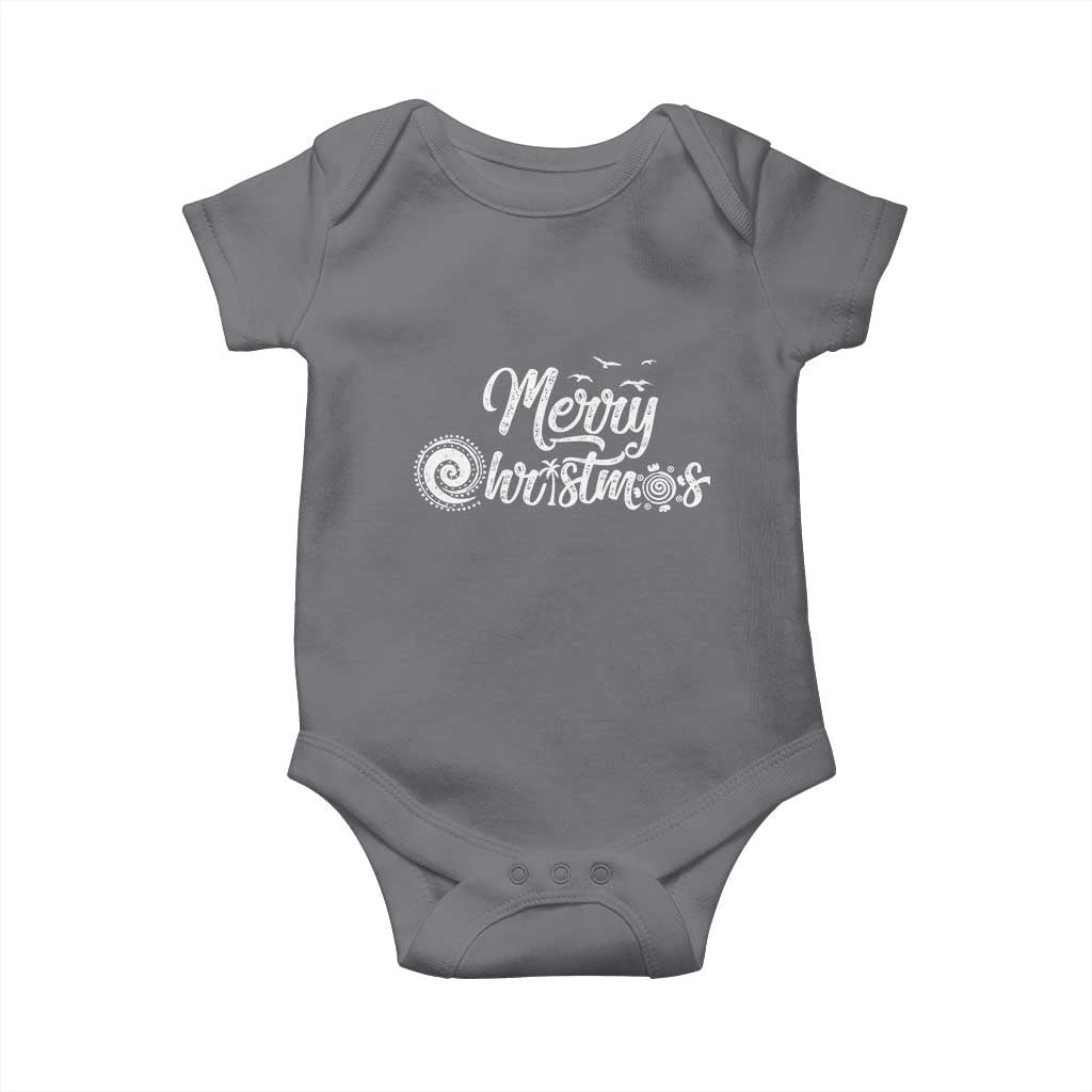 Christmas In Hawaii Baby Onesie Merry Christmas Hawaiian Symbols TS11 Charcoal Print Your Wear