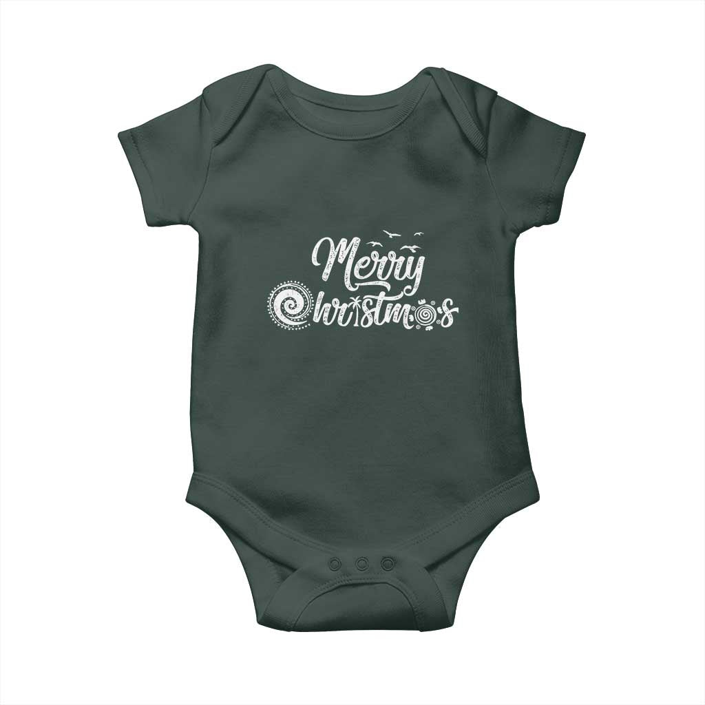 Christmas In Hawaii Baby Onesie Merry Christmas Hawaiian Symbols TS11 Print Your Wear