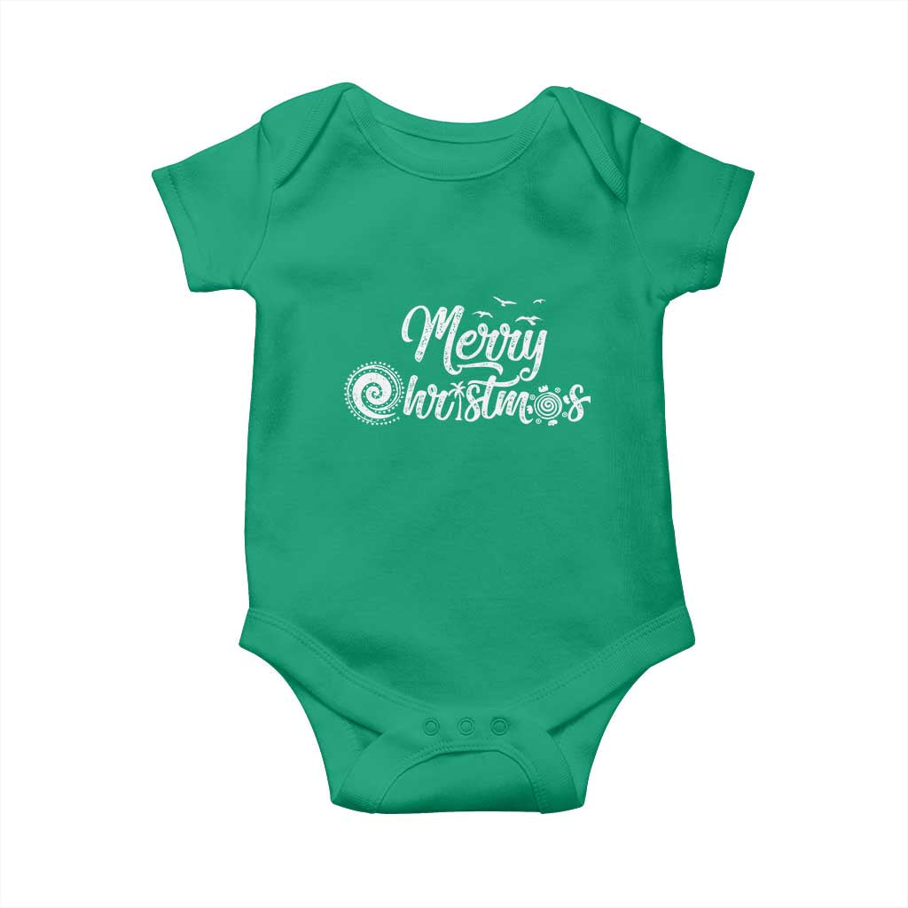 Christmas In Hawaii Baby Onesie Merry Christmas Hawaiian Symbols TS11 Irish Green Print Your Wear