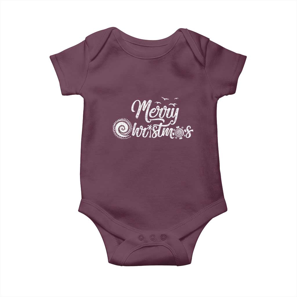 Christmas In Hawaii Baby Onesie Merry Christmas Hawaiian Symbols TS11 Maroon Print Your Wear
