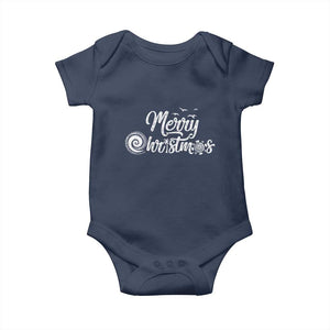 Christmas In Hawaii Baby Onesie Merry Christmas Hawaiian Symbols TS11 Navy Print Your Wear