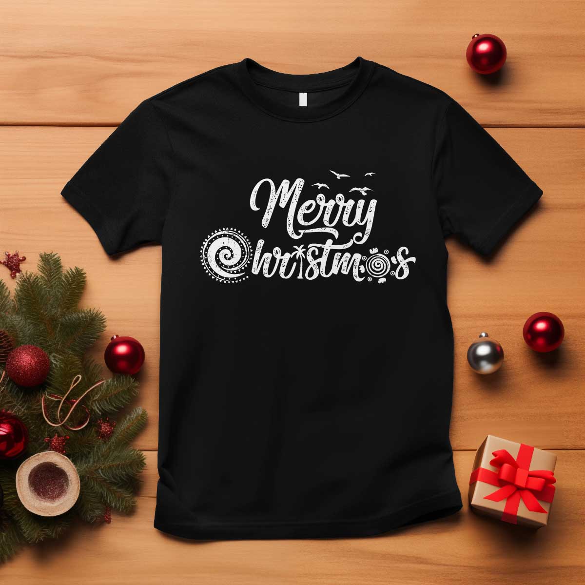 Christmas In Hawaii T Shirt Merry Christmas Hawaiian Symbols TS11 Black Print Your Wear