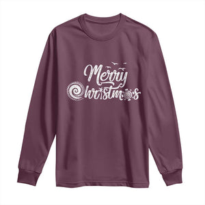 Christmas In Hawaii Long Sleeve Shirt Merry Christmas Hawaiian Symbols TS11 Maroon Print Your Wear