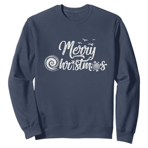 Christmas In Hawaii Sweatshirt Merry Christmas Hawaiian Symbols TS11 Navy Print Your Wear