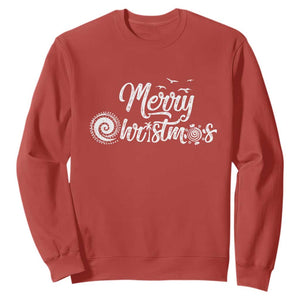 Christmas In Hawaii Sweatshirt Merry Christmas Hawaiian Symbols TS11 Red Print Your Wear