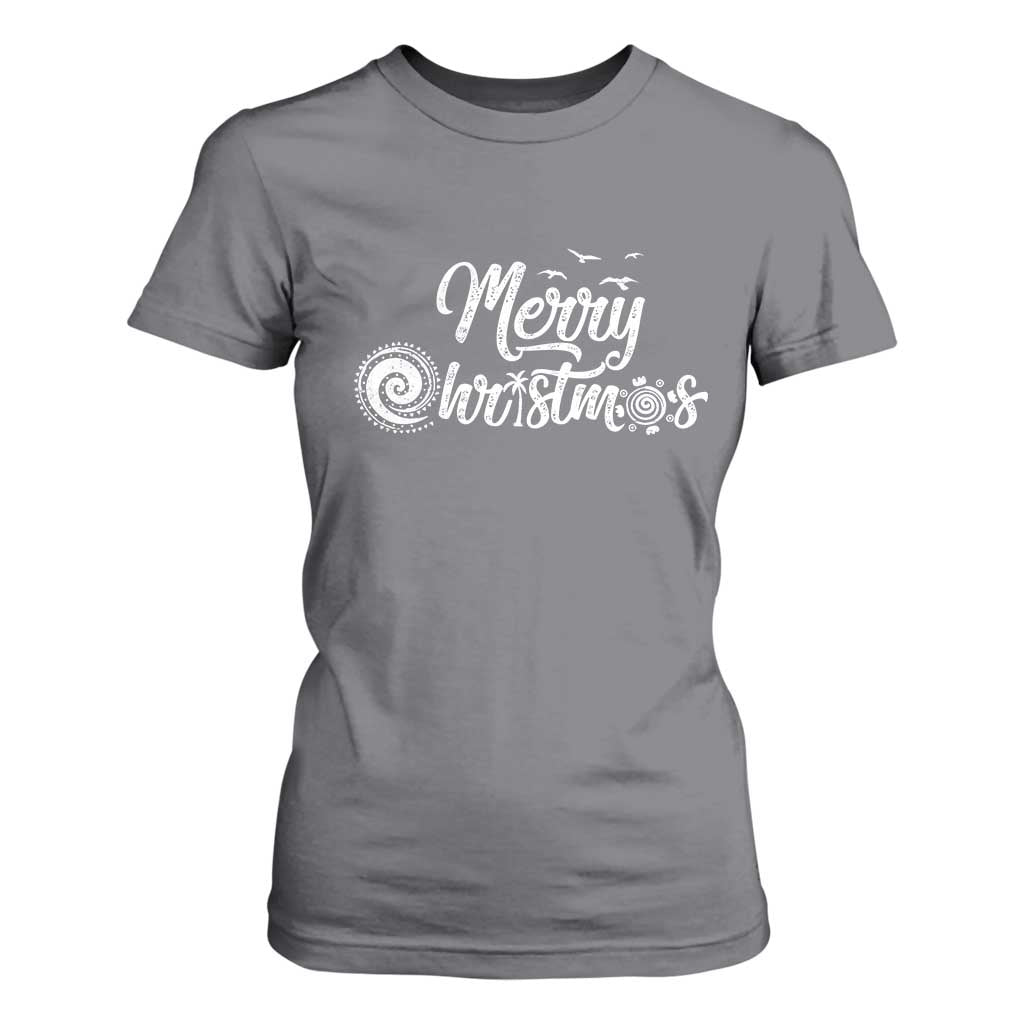 Christmas In Hawaii T Shirt For Women Merry Christmas Hawaiian Symbols TS11 Charcoal Print Your Wear