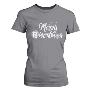 Christmas In Hawaii T Shirt For Women Merry Christmas Hawaiian Symbols TS11 Charcoal Print Your Wear