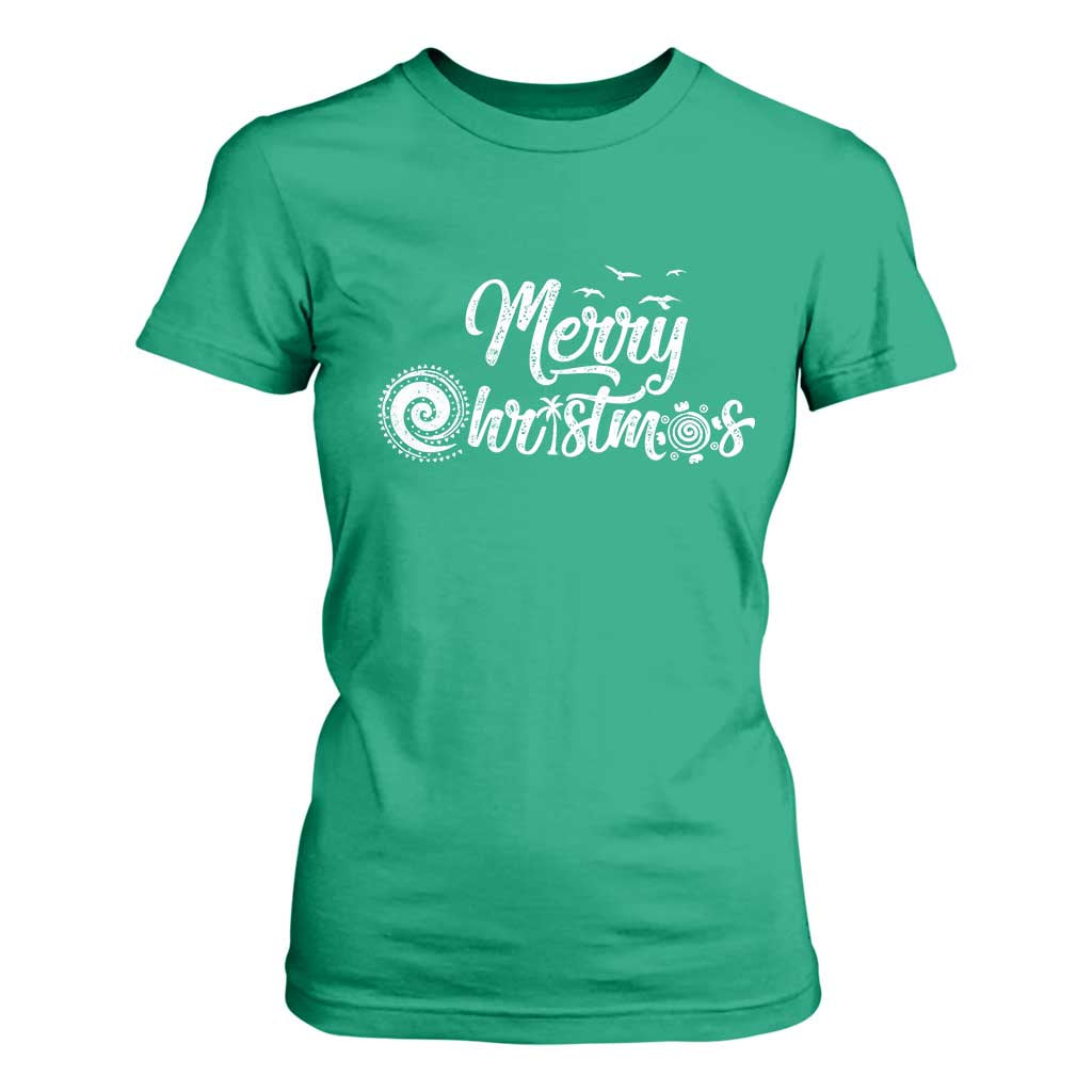 Christmas In Hawaii T Shirt For Women Merry Christmas Hawaiian Symbols TS11 Irish Green Print Your Wear