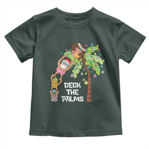 Christmas In Hawaii Baby Shirt Deck The Palms Santa Hula Girl Tiki TS11 Dark Forest Green Print Your Wear