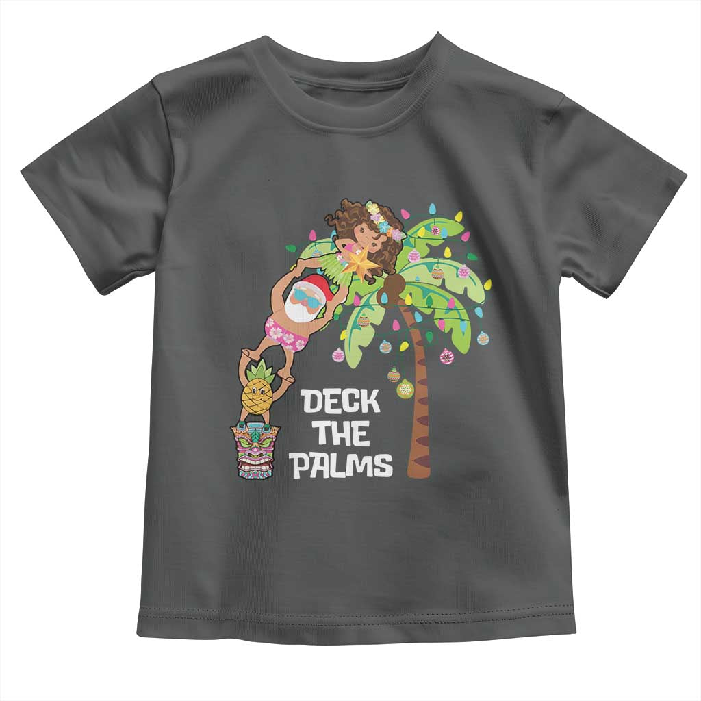 Christmas In Hawaii Baby Shirt Deck The Palms Santa Hula Girl Tiki TS11 Dark Heather Print Your Wear