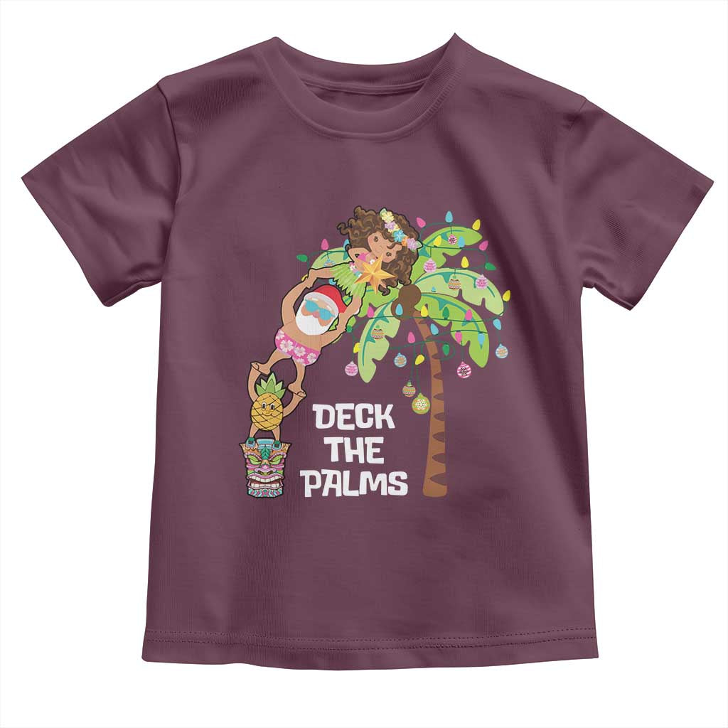 Christmas In Hawaii Baby Shirt Deck The Palms Santa Hula Girl Tiki TS11 Maroon Print Your Wear