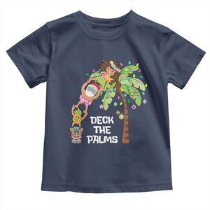 Christmas In Hawaii Baby Shirt Deck The Palms Santa Hula Girl Tiki TS11 Navy Print Your Wear