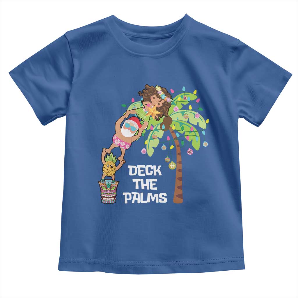 Christmas In Hawaii Baby Shirt Deck The Palms Santa Hula Girl Tiki TS11 Royal Blue Print Your Wear