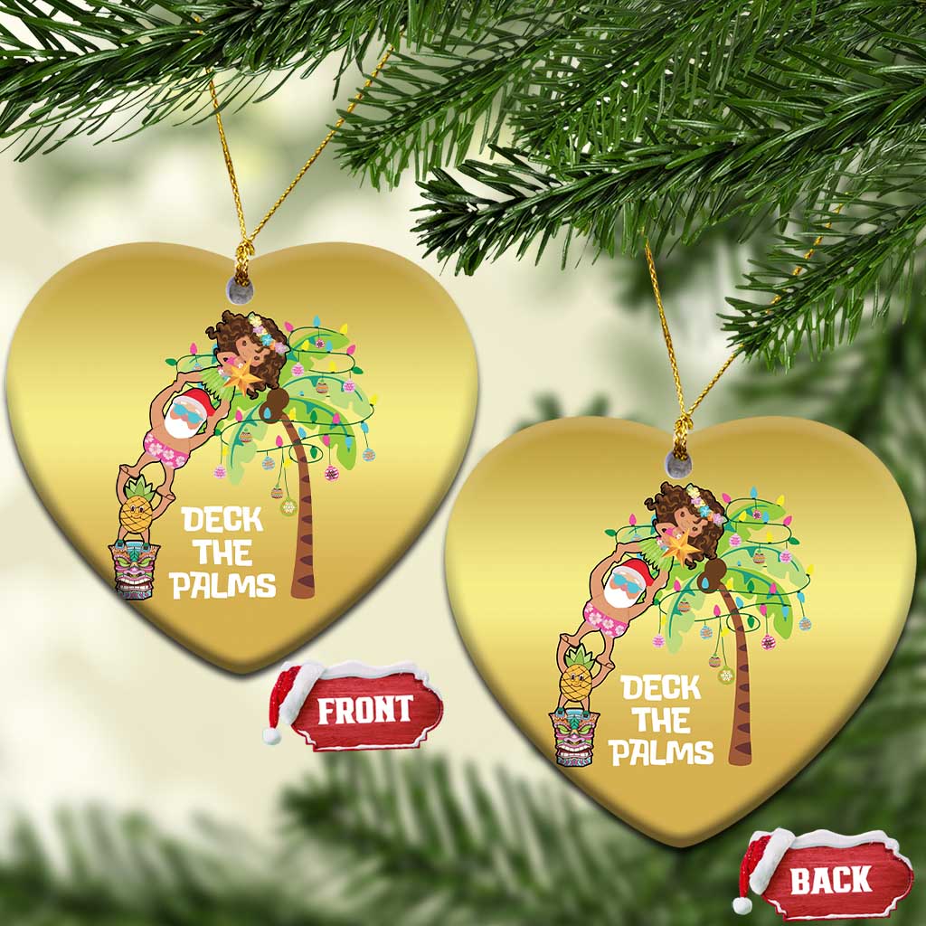 Xmas In Hawaii Christmas Ornament Deck The Palms Santa Hula Girl Tiki TS11 Heart Gold Print Your Wear