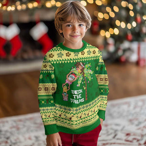Xmas In Hawaii Ugly Christmas Sweater Deck The Palms Santa Hula Girl Tiki TS11 Forest Print Your Wear