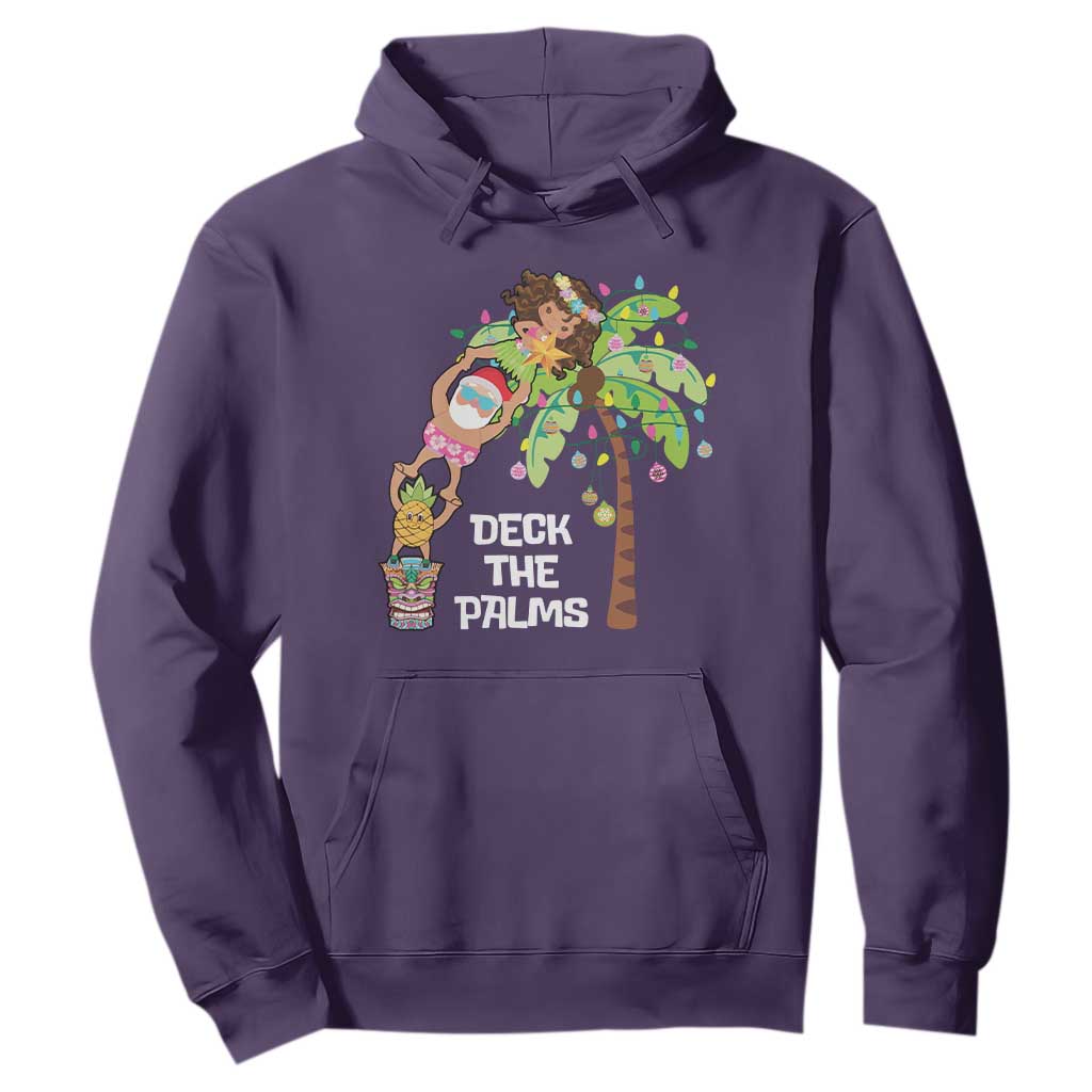 Christmas In Hawaii Hoodie Deck The Palms Santa Hula Girl Tiki TS11 Purple Print Your Wear
