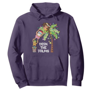Christmas In Hawaii Hoodie Deck The Palms Santa Hula Girl Tiki TS11 Purple Print Your Wear
