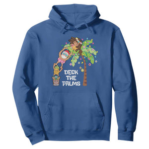 Christmas In Hawaii Hoodie Deck The Palms Santa Hula Girl Tiki TS11 Royal Blue Print Your Wear